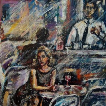 Painting titled "Oiseau de nuit" by Nathalia Chipilova, Original Artwork, Oil