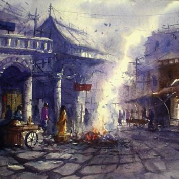 Painting titled "cityscape02" by Kishore Singh, Original Artwork