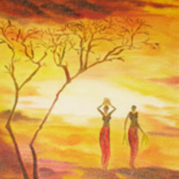 Painting titled "Femmes massaï" by Josette Bourgeois, Original Artwork