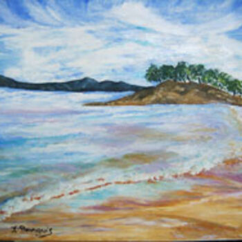 Painting titled "l'Ile aux tortues" by Josette Bourgeois, Original Artwork