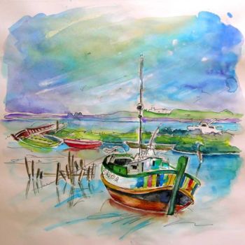 Painting titled "Boats in Carrasquei…" by Miki De Goodaboom, Original Artwork, Oil