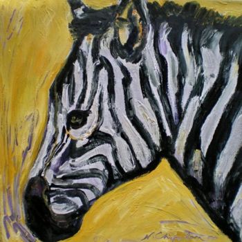 Painting titled "Tête de zèbre sur f…" by Nathalia Chipilova, Original Artwork, Acrylic