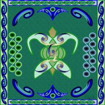 Painting titled "Celtic Turtle" by Mike Sexton, Original Artwork, Oil