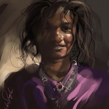 Digital Arts titled "indian Girl01" by Kishore Singh, Original Artwork