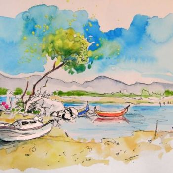 绘画 标题为“Boats in Sao Jacinto” 由Miki De Goodaboom, 原创艺术品, 油