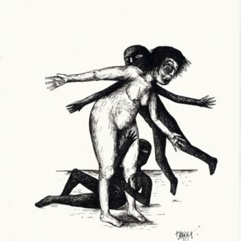 Dessin intitulée "Les moustiques" par Patrick Jannin, Œuvre d'art originale