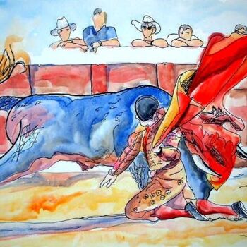 绘画 标题为“135 - Corrida” 由Jean-Luc Lopez, 原创艺术品, 油