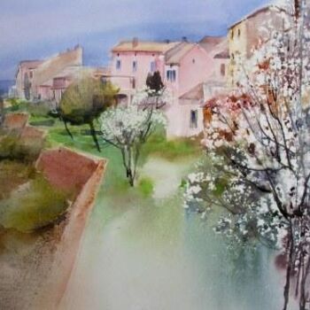 Peinture intitulée "Printemps à Roussil…" par Reine-Marie Pinchon, Œuvre d'art originale