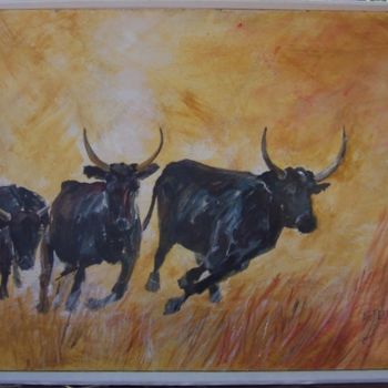 Peinture intitulée "Taureau, taureau...." par Anne-Frédérique Ferret, Œuvre d'art originale