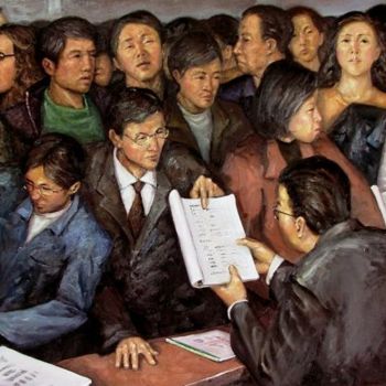 Painting titled "Invite 招聘" by Tao Jia, Original Artwork, Oil