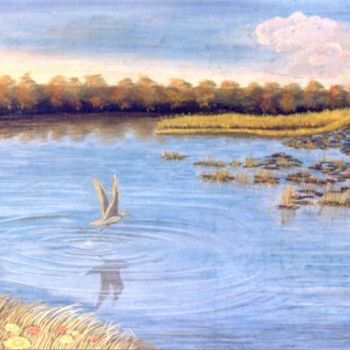 Malerei mit dem Titel "Lake" von Aijaz Qaisar, Original-Kunstwerk