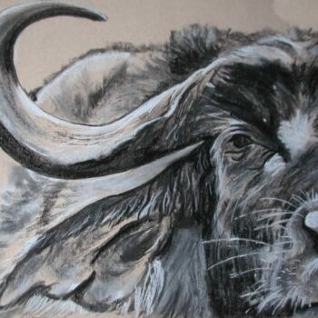 Dessin intitulée "buffle" par Koki, Œuvre d'art originale, Autre
