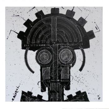Peinture intitulée "guerrier vindicatif" par Yves Cairoli, Œuvre d'art originale