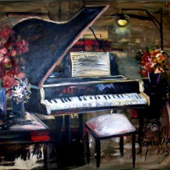 Painting titled "Meu Piano" by Artista Plastica, Original Artwork, Oil