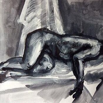 Painting titled "Etude de nu, L'Homm…" by Nathalia Chipilova, Original Artwork, Ink