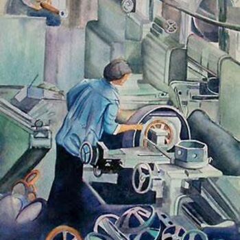 绘画 标题为“Industrial Worker -…” 由Nathaniel Whynott, 原创艺术品, 水粉