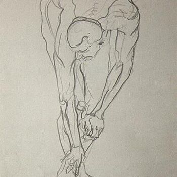 Painting titled "Etude de nu masculi…" by Nathalia Chipilova, Original Artwork, Pencil
