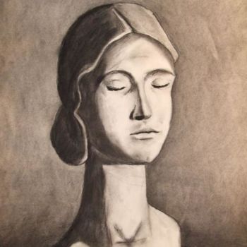 Malerei mit dem Titel "female head" von Janel Bragg, Original-Kunstwerk