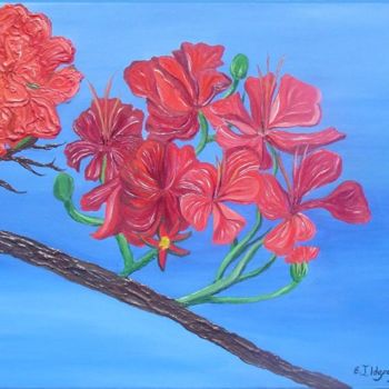 Painting titled "Flor de Flamboyan" by Edna Ildefonso, Original Artwork