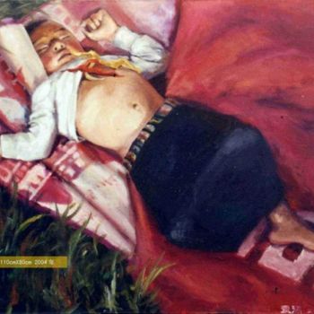 Painting titled "The red carpet红地毯" by Tao Jia, Original Artwork