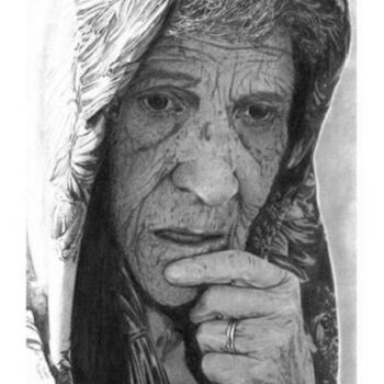 Disegno intitolato "Velha" da Fernando Costa, Opera d'arte originale