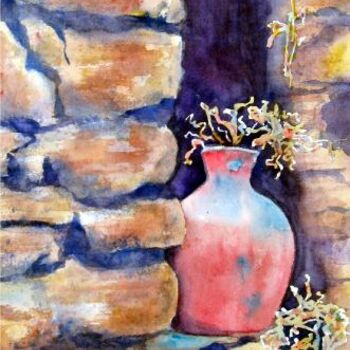Painting titled "Peruvian Pot" by Marsha Elliott, Original Artwork