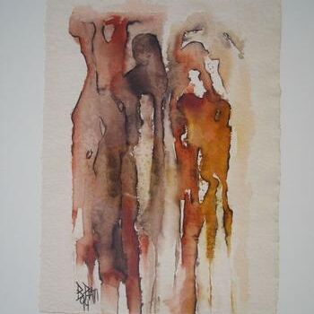 Painting titled "L'exact et l'inexact" by B.Piatti, Original Artwork, Ink Mounted on Cardboard