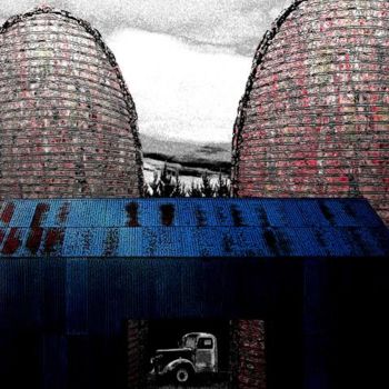 Printmaking titled "the blue barn" by Andre Van Der Kerkhoff, Original Artwork