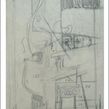 Drawing titled "sketch to Cello I" by Bartek Radziejewski, Original Artwork