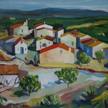 Pintura titulada "Vista del poble" por Lluís Pèries Escòlies, Obra de arte original