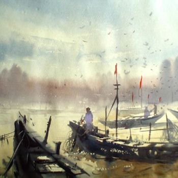 Painting titled "boat05" by Kishore Singh, Original Artwork