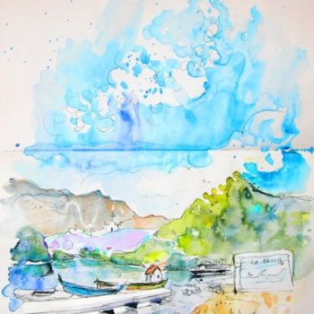 Painting titled "Boats in Barca de A…" by Miki De Goodaboom, Original Artwork, Oil