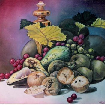 Painting titled "AGUACATES Y NISPEROS" by Abdenago, Original Artwork