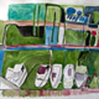Painting titled "LE PORT DE COURSEUL…" by Yvelise Holopherne, Original Artwork