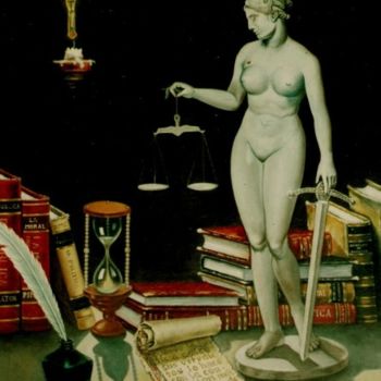 Painting titled "JUSTICIA CON PERGAM…" by Abdenago, Original Artwork