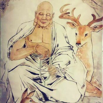 Ζωγραφική με τίτλο "中国古代学童2" από 智勇 毛, Αυθεντικά έργα τέχνης