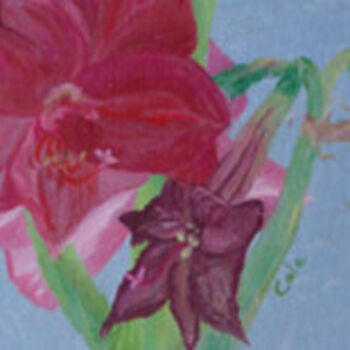 Painting titled "Amaryllis #2" by Joan Cole, Original Artwork, Oil