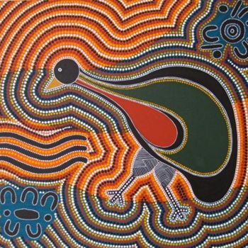 Peinture intitulée "Running emu - Emeu…" par Jean Louis Jabalé, Œuvre d'art originale