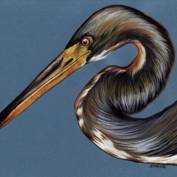 Peinture intitulée "Aigrette tricolore" par Florence Dellerie, Œuvre d'art originale, Huile