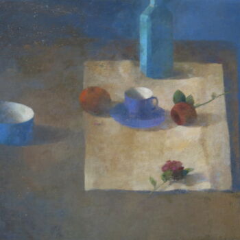 Painting titled "grande table" by Mathieu Weemaels, Original Artwork, Oil