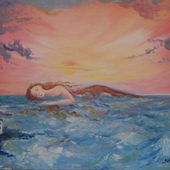Peinture intitulée "mélusine" par Nanou, Œuvre d'art originale, Huile