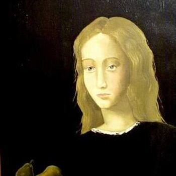 Painting titled "Girl with Pears" by Reginald Gray, Original Artwork, Oil