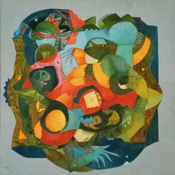 Peinture intitulée "la femme bleue de m…" par Frédérique Manley, Œuvre d'art originale, Gouache