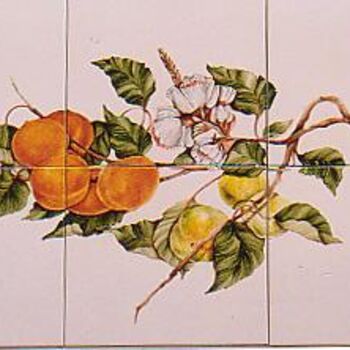 Peinture intitulée "les abricots style…" par Ghyslaine De Sevlian, Œuvre d'art originale, Huile