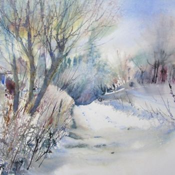 Peinture intitulée "Chemin de la Longue…" par Reine-Marie Pinchon, Œuvre d'art originale, Huile