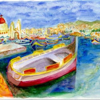 Ζωγραφική με τίτλο "Marsaxlokk IV" από Mikemonte, Αυθεντικά έργα τέχνης