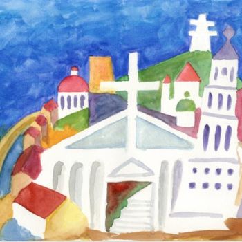 Ζωγραφική με τίτλο "All those crosses" από Mikemonte, Αυθεντικά έργα τέχνης