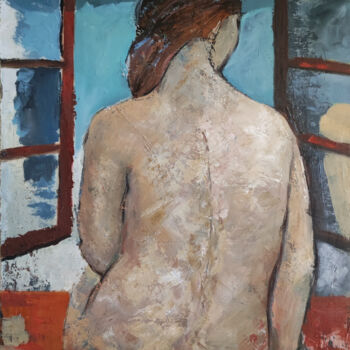 Painting titled "pensées secretes" by Sophie Dumont, Original Artwork, Oil