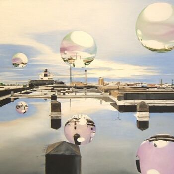 Peinture intitulée "Vision effet mer du…" par Manu Surreabulliste, Œuvre d'art originale, Huile Monté sur Châssis en bois