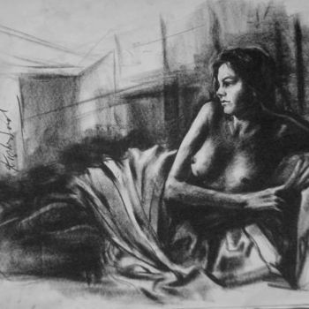 Malerei mit dem Titel "Nude_Pose10" von Kishore Singh, Original-Kunstwerk